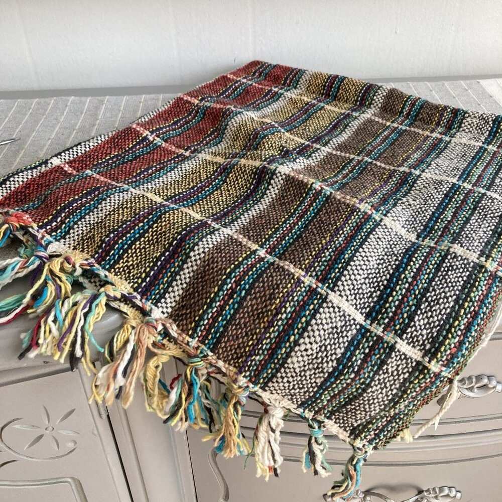 Woven Scarf Ganesh Himal Trading Boho Tribal Textile Art Chunky Cotton